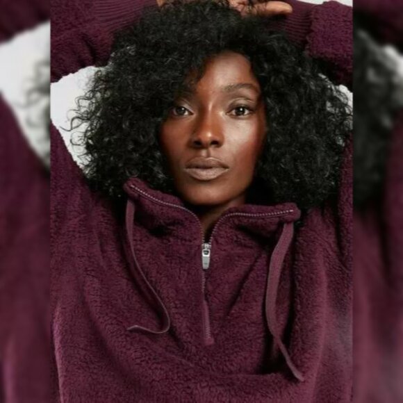 Athleta Talus Sherpa Half Zip Pullover Sweatshirt Top in Burgundy Size XS - Picture 8 of 9